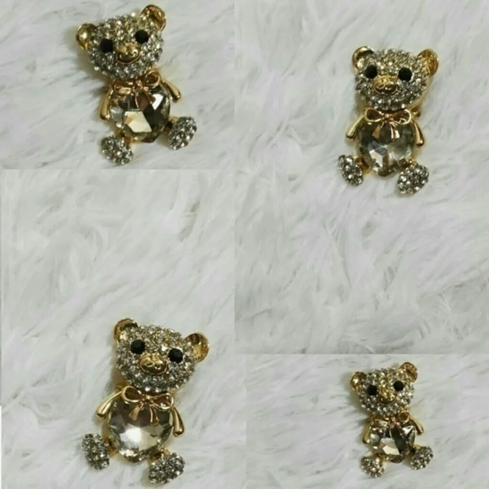 ☄Rhinestone Flooded Teddy Bear Brooch Pin